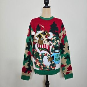 NWT Celebrate Together Men's Ugly Christmas Sweater Reindeer Camo Party Size S